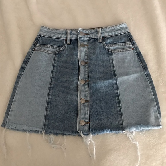 multi colored jean skirt